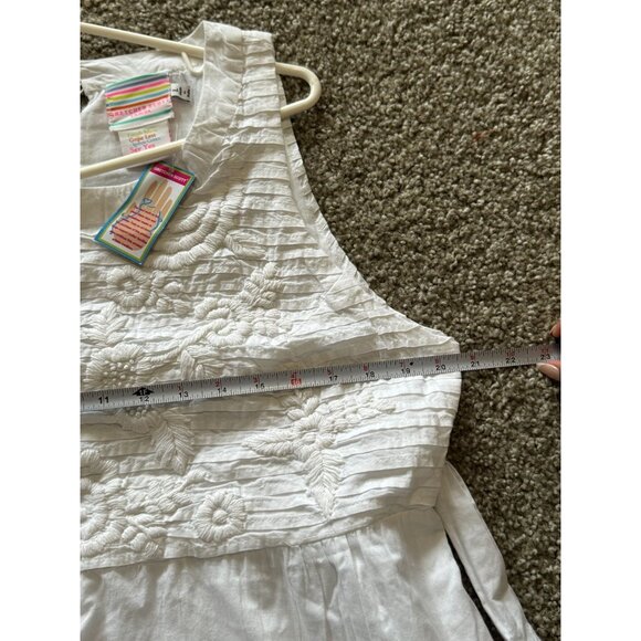 New Gretchen Scott La Di Da White Embroidered Sleeveless Eyelet Dress Large /n2 - Picture 7 of 7